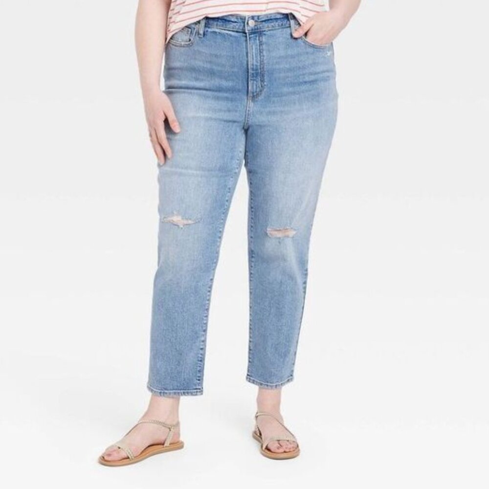 UNIVERSAL THREAD plus sz 28 fitted hip & thigh distressed cropped jeans NWT